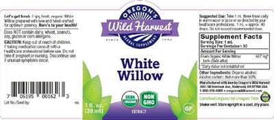 Photo of the Oregon's Wild Harvest White Willow label