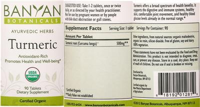 Photo of the Banyan Botanicals Turmeric label