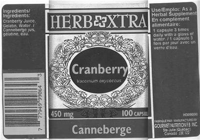 Photo of the Herb Xtra Cranberry label