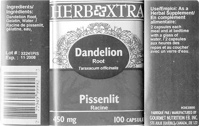 Photo of the Herb Xtra Dandelion Root label