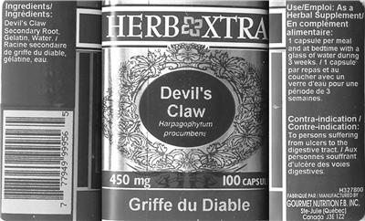Photo of the Herb Xtra Devil's Claw label