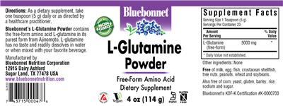 Photo of the Bluebonnet L-Glutamine Powder label