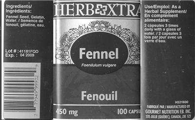 Photo of the Herb Xtra Fennel label