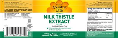 Photo of the Country Life Milk Thistle Extract 223 mg label