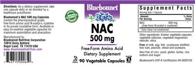 Photo of the Bluebonnet NAC 500 mg label