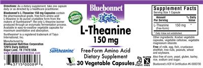 Photo of the Bluebonnet L-Theanine 150 mg label