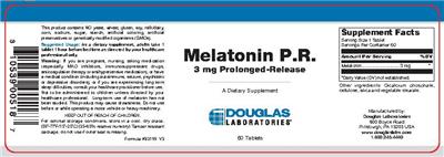 Photo of the Douglas Laboratories Melatonin P.R. Prolonged-Release 3 mg label