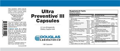 Photo of the Douglas Laboratories Ultra Preventive III Capsules label