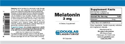 Photo of the Douglas Laboratories Melatonin 3 mg label