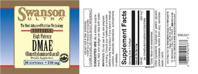 Photo of the Swanson Ultra High Potency DMAE 250 mg label
