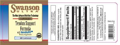 Photo of the Swanson Ultra Tendon Support Formula With Tendofit label