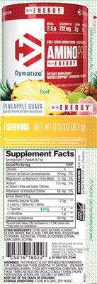 Photo of the Dymatize Amino Pro Pineapple Guava label