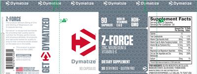 Photo of the Dymatize Z-Force label