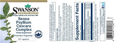 Photo of the Swanson Premium Brand Senna Psyllium Cascara Complex label