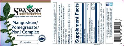 Photo of the Swanson Premium Brand Mangosteen/Pomegranate/Noni Complex label