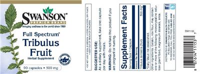 Photo of the Swanson Premium Brand Full Spectrum Tribulus Fruit 500 mg label