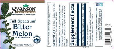 Photo of the Swanson Premium Brand Full Spectrum Bitter Melon 500 mg label