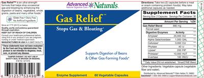 Photo of the Advanced Naturals Gas Relief label