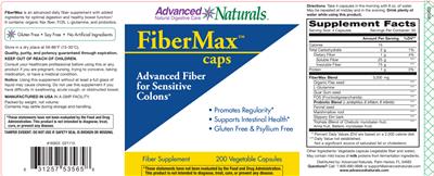 Photo of the Advanced Naturals FiberMax Caps label