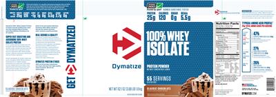 Photo of the Dymatize 100% Whey Isolate Classic Chocolate label