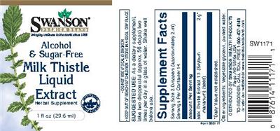 Photo of the Swanson Premium Brand Milk Thistle Liquid Extract Alcohol & Sugar-Free label