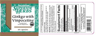 Photo of the Swanson Superior Herbs Ginkgo with Vinpocetine label