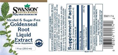 Photo of the Swanson Premium Brand Goldenseal Root Liquid Extract Alcohol & Sugar-Free label