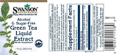 Photo of the Swanson Premium Brand Green Tea Liquid Extract Alcohol & Sugar-Free label