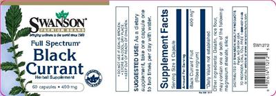 Photo of the Swanson Premium Brand Full Spectrum Black Currant 400 mg label