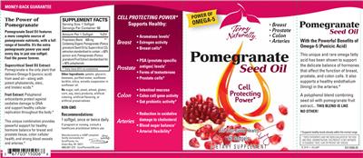 Photo of the Terry Naturally Pomegranate Seed Oil label