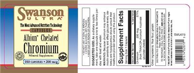 Photo of the Swanson Ultra Albion Chelated Chromium 200 mcg label