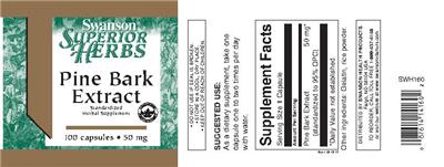 Photo of the Swanson Superior Herbs Pine Bark Extract 50 mg label