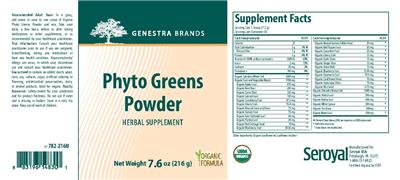 Photo of the Genestra Brands Phyto Greens Powder label
