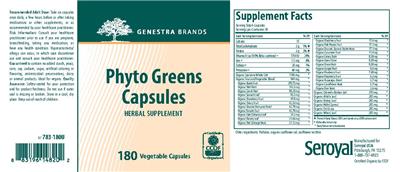 Photo of the Genestra Brands Phyto Greens Capsules label