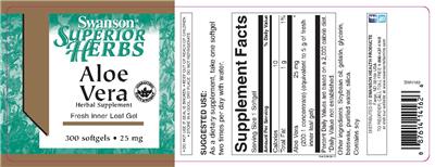 Photo of the Swanson Superior Herbs Aloe Vera 25 mg label