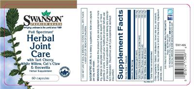 Photo of the Swanson Premium Brand Full Spectrum Herbal Joint Care label