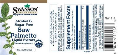Photo of the Swanson Premium Brand Saw Palmetto Liquid Extract Alcohol & Sugar-Free label