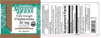 Photo of the Swanson Superior Herbs Triple Strength Vinpocetine 30 mg label