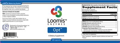 Photo of the Loomis Enzymes Opt label