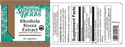 Photo of the Swanson Superior Herbs Rhodiola Rosea Extract label