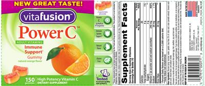 Photo of the vitafusion Power C Natural Orange Flavor label