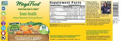 Photo of the MegaFood Bone Health label