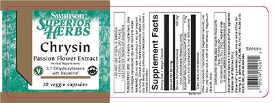 Photo of the Swanson Superior Herbs Chrysin Passion Flower Extract label