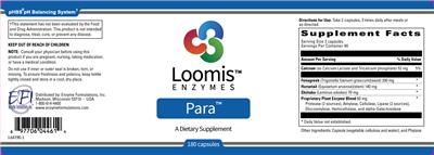 Photo of the Loomis Enzymes Para label