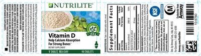 Photo of the Nutrilite Vitamin D label