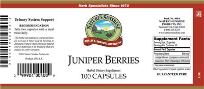 Photo of the Nature's Sunshine Juniper Berries label