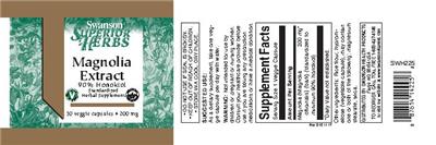 Photo of the Swanson Superior Herbs Magnolia Extract 200 mg label