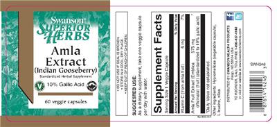 Photo of the Swanson Superior Herbs Amla Extract (Indian Gooseberry) label
