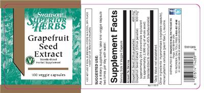 Photo of the Swanson Superior Herbs Grapefruit Seed Extract label
