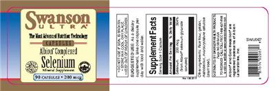 Photo of the Swanson Ultra Albion Complexed Selenium 200 mcg label